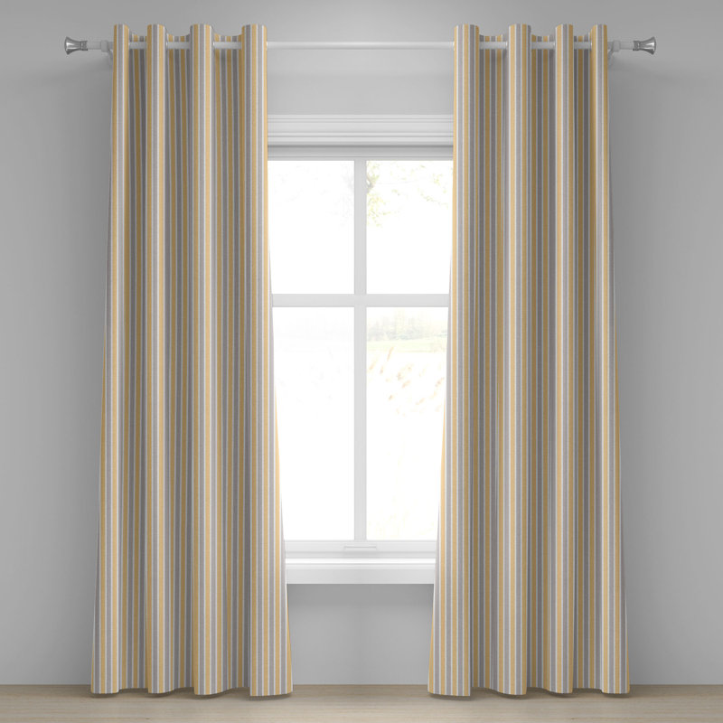 Rideau à œillets géométrique à 2 panneaux Latitude Run®, 50 po x 120 po, orange, blanc, bleu cadet, L 50 po x L 108 po