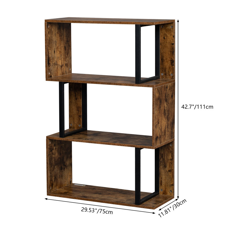 Geometric Bookcase, (3 Shelves) 43.1" H x 30" W x 11.81" D