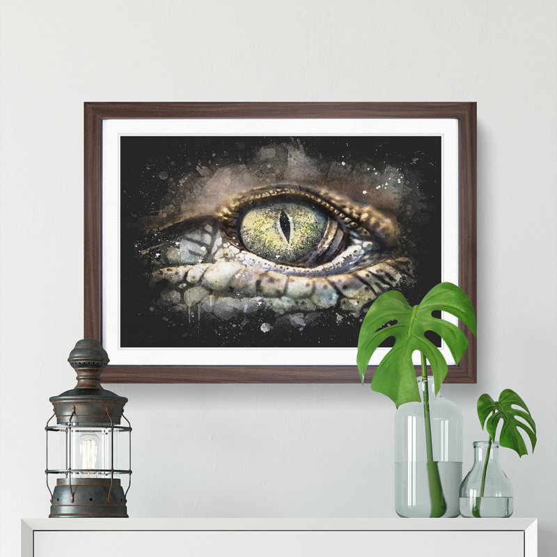 Crocodile Eye - Framed Print, 24cm H x 33cm W x 2cm D, Walnut Framed