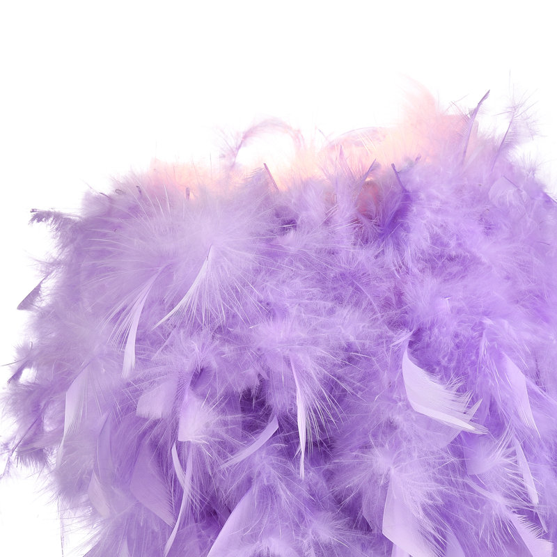Wimmer Modern and Chic Real Feather Table Lamp with Base and Switch, Lilac