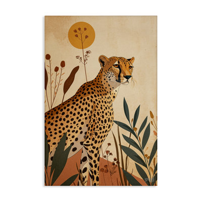 «Cheetah & Boho Plants», art mural sur toile par Roozbeh Bahramali