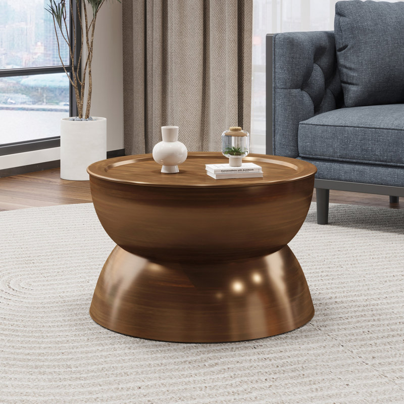 Table basse en métal martelé, Bronze Antique