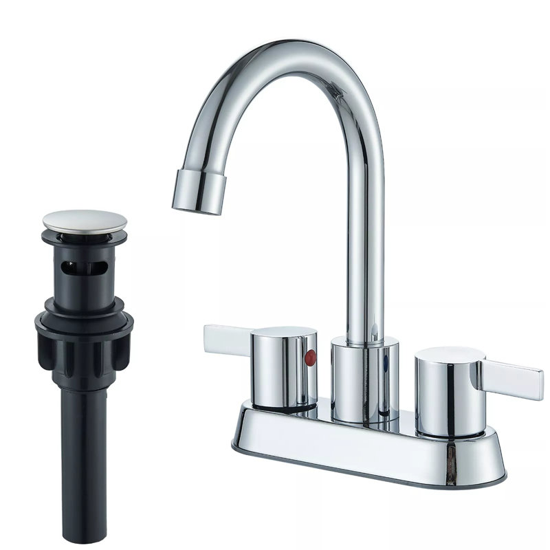 2-handle Bathroom Faucet with Drain Assembly