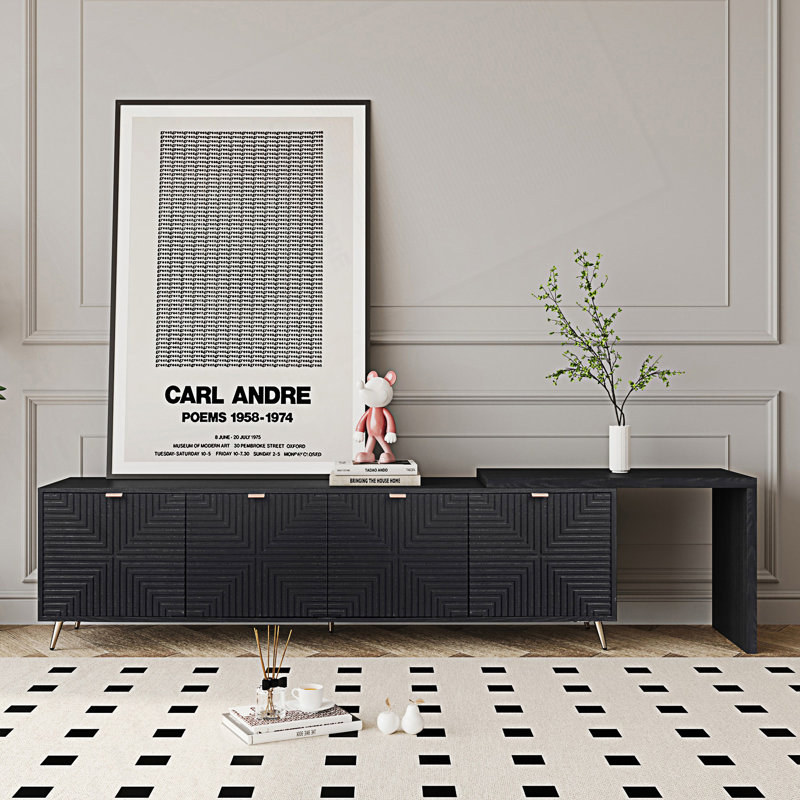 Meuble télé extensible, meuble télé moderne avec rangement et tablettes réglables, table télé