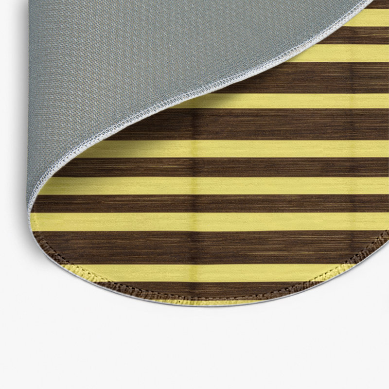 Tapis intérieur / extérieur brun HorizontalStripes, Rond 5 pi