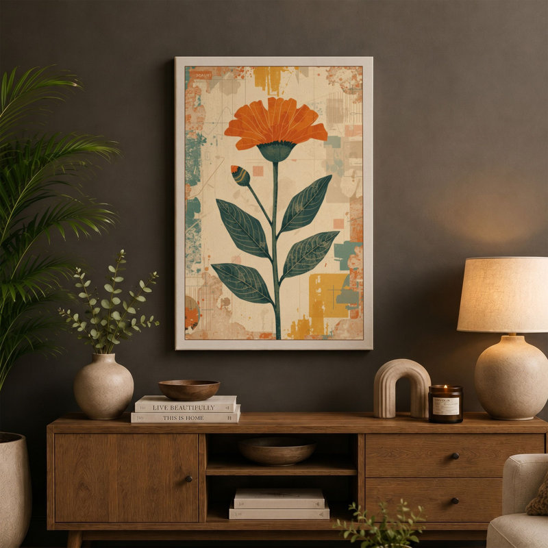 Gilded Bloom Botanical - Wrapped Canvas, 36x24 - 91.4 x 61.0 cm, White Border