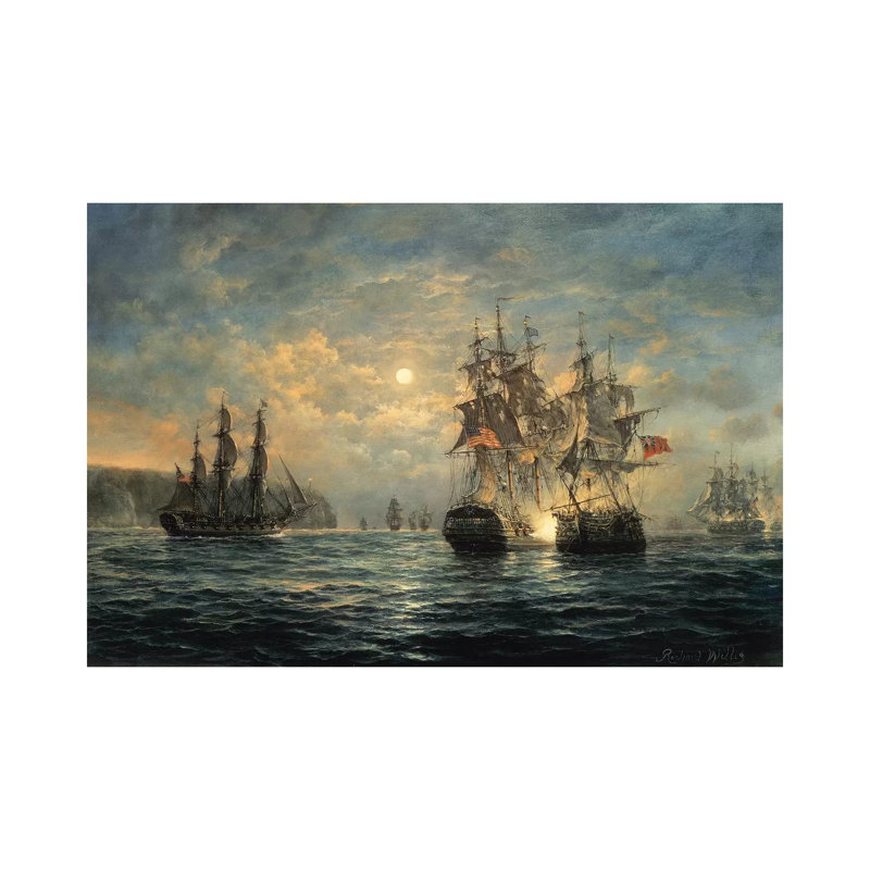 Engagement Between The "Bonhomme Richard" And The "Serapis" Off Flamborough Head, 1779 by Richard Willis - Painting on Canvas