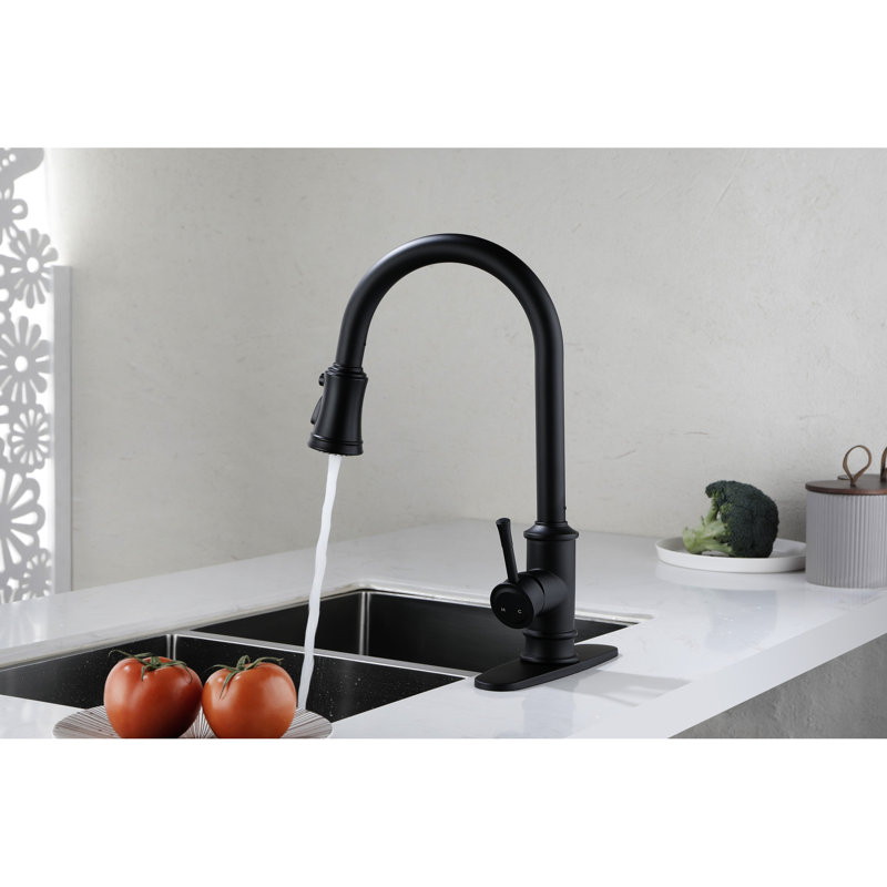 Robinet de cuisine avec douchette extractible, noir mat, acier inoxydable, buse rotative à 360 ° pour une régulation pratique de l'eau, de la corrosion et de la rouille, poignée simple pour contrôler le débit de température, finition noire