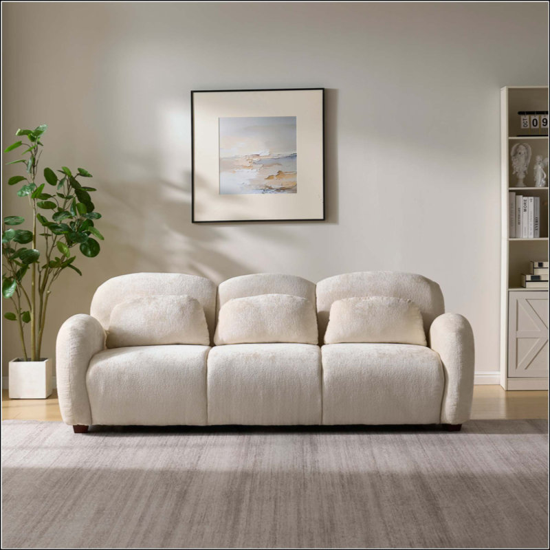Canapé rembourré moderne à 3 places avec 3 coussins pour chambre, bureau et appartement