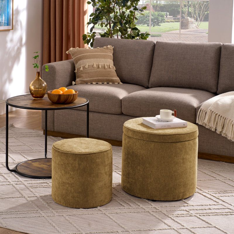 Table jaune foncé avec espace de rangement et atmosphère élégante, Dark yellow, Velvet