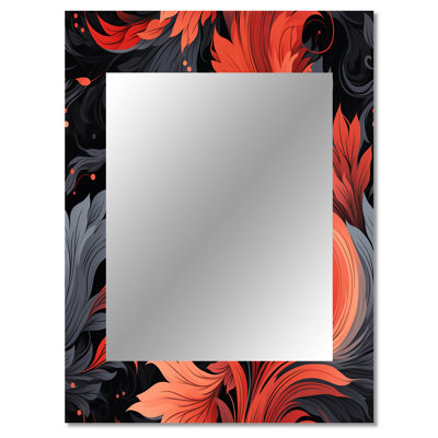 Denbrook Ember Twilight Moody Patterns - Floral Unique Wall Mirror, Cottage Mirror, Printed Metal Art