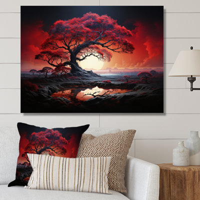 " Red Tree Silhouette Symphony I "