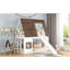 Lit superposé simple en bois avec toit, échelle et meubles de chambre à coucher