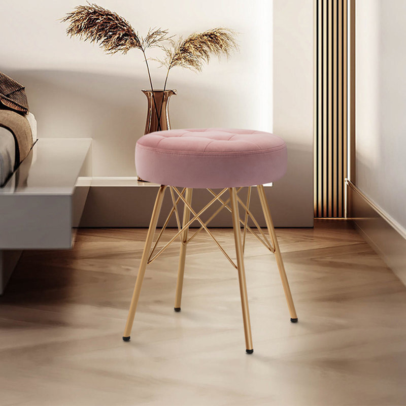 Tabouret de coiffeuse Foerster Mid-Century, Saumon