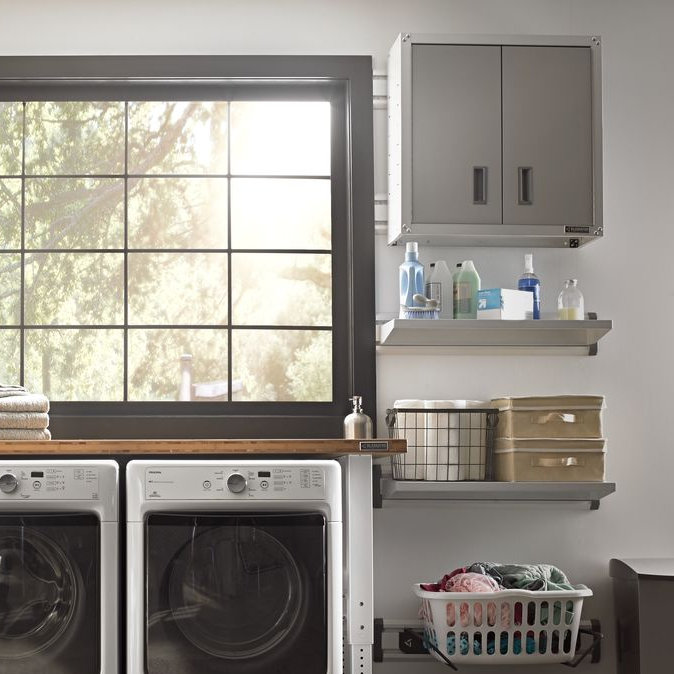 Single Storage Cabinet, Silver/White