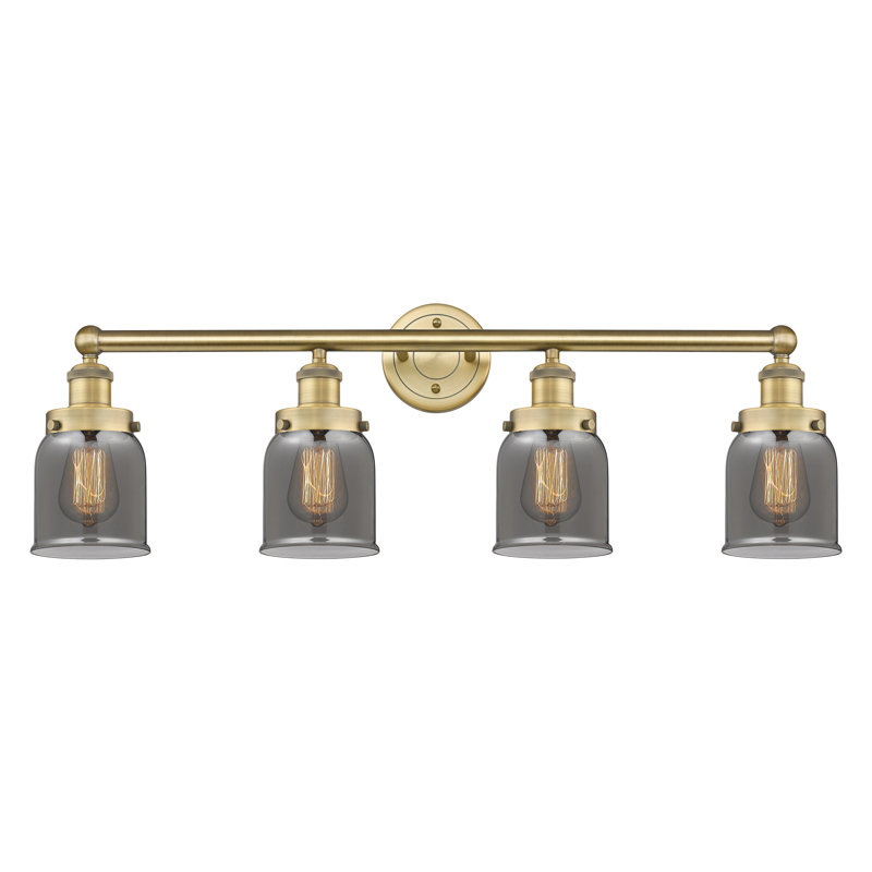 Éclairage pour meuble-lavabo à 4 lumières à intensité variable Asheton, Plaqué couleur fumée, Laiton brossé