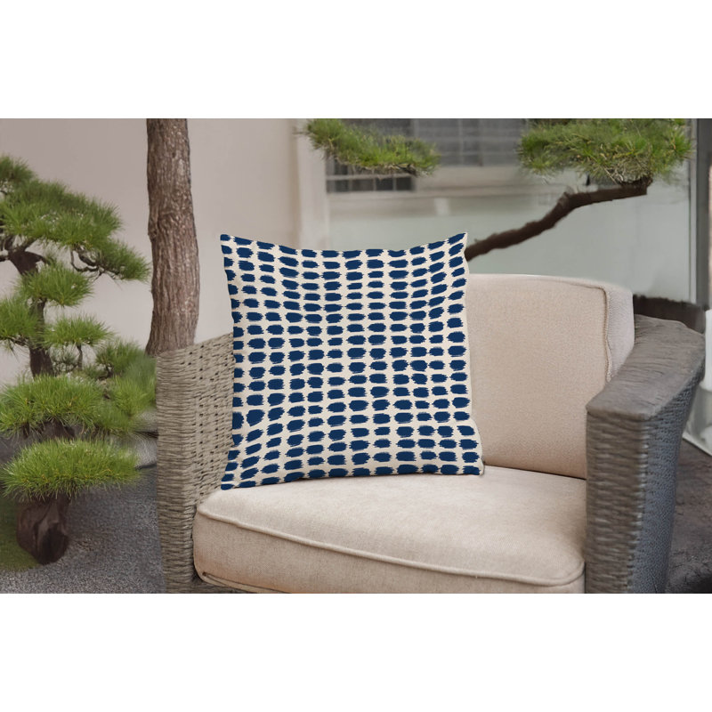 Coussin décoratif à pois, Carré 18 po, Marine