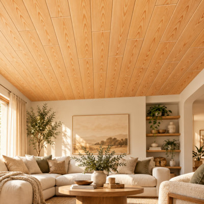 DIY Glue Up Decorative Ceiling Panels/Planks/Tiles - 39.3" x 6.5" (Pine Wood)