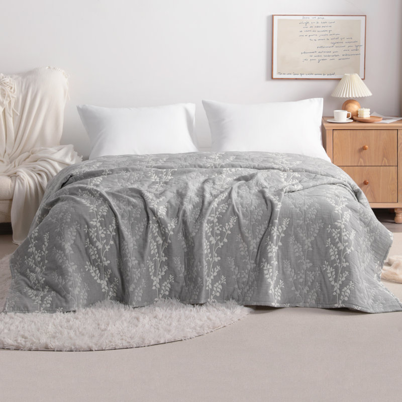  Couverture en mousseline de coton naturel, l 68 po x L 92 po
