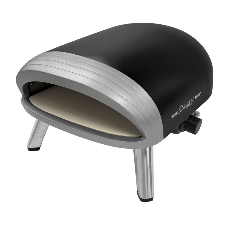 Unique Appliances Classic Retro 12" Portable Outdoor Propane Pizza Oven In Matte Black, 11.5" H x 16.2" W x 22.72" D , Black