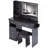 41" Large Size Left Bedside Cabinet Vanity Table+Cushioned Stool Dresser Set,2 AC+2 USB Power Station,Hair Dryer Stand, Extra Large Touch Control LED Mirror,3-Color Switch-1063473177