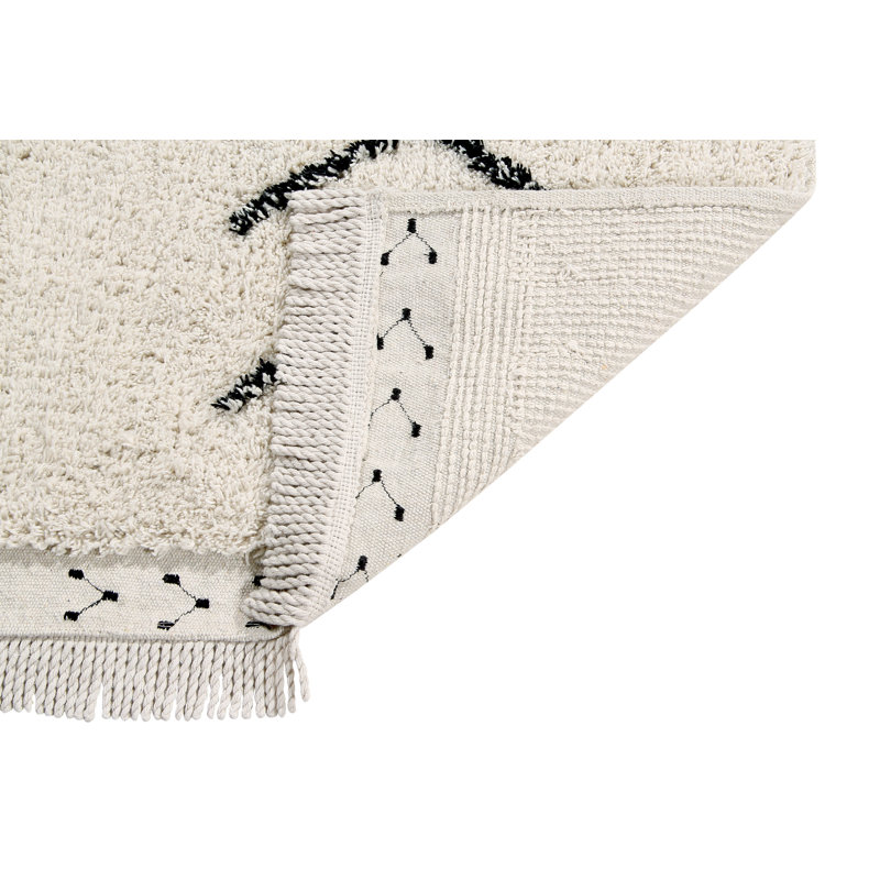 Bereber Cotton Geometric Area Rug in Beige/Black
