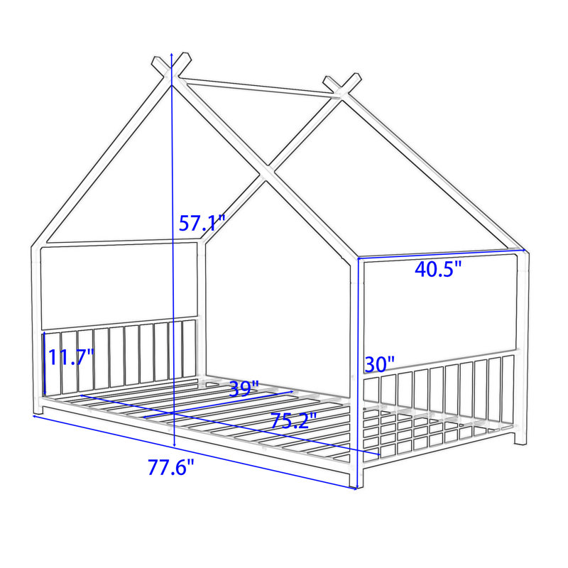 Metal House Bed, Twin, Pink