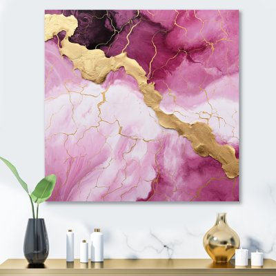 Pink And Gold Marble Essence IV - Marble Wall Decor