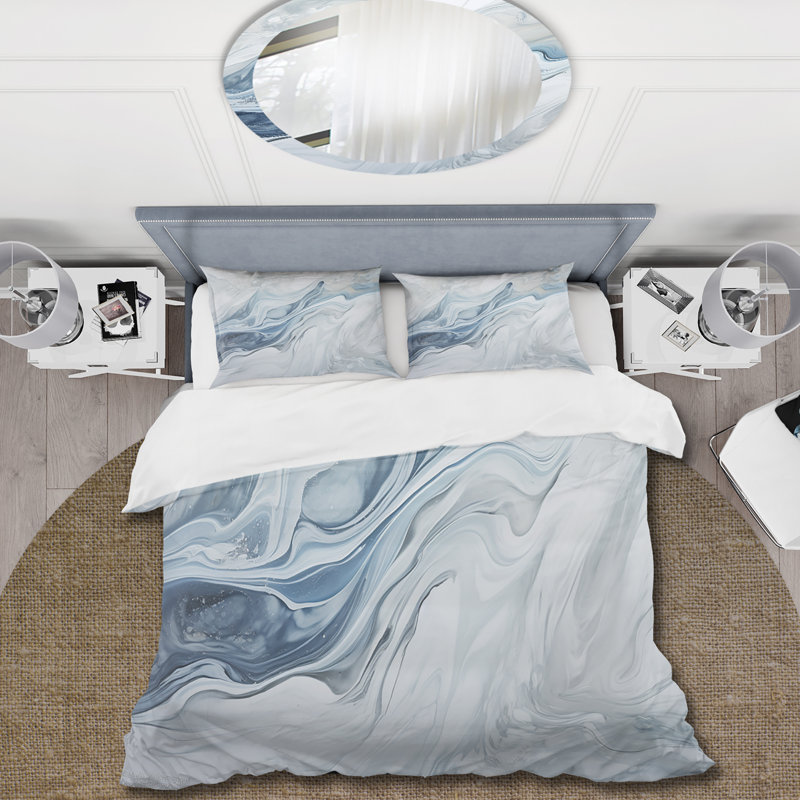 Ensemble de housse de couette Glacier Gray - Blue Glacier Charm, Housse de couette très grand et 2 très grandes t
