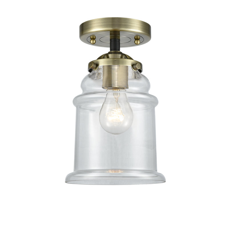 Alexandira Glass Semi Flush Mount, Black Antique Brass, No Bulb Included, Clear