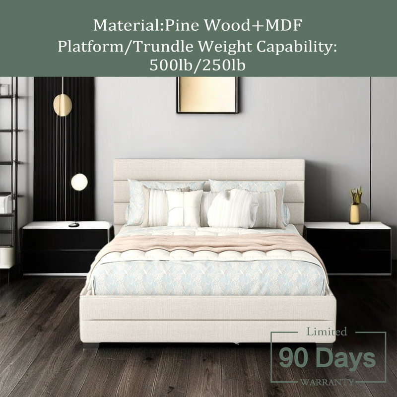 Nian Upholstered Platform Storage Bed, Beige