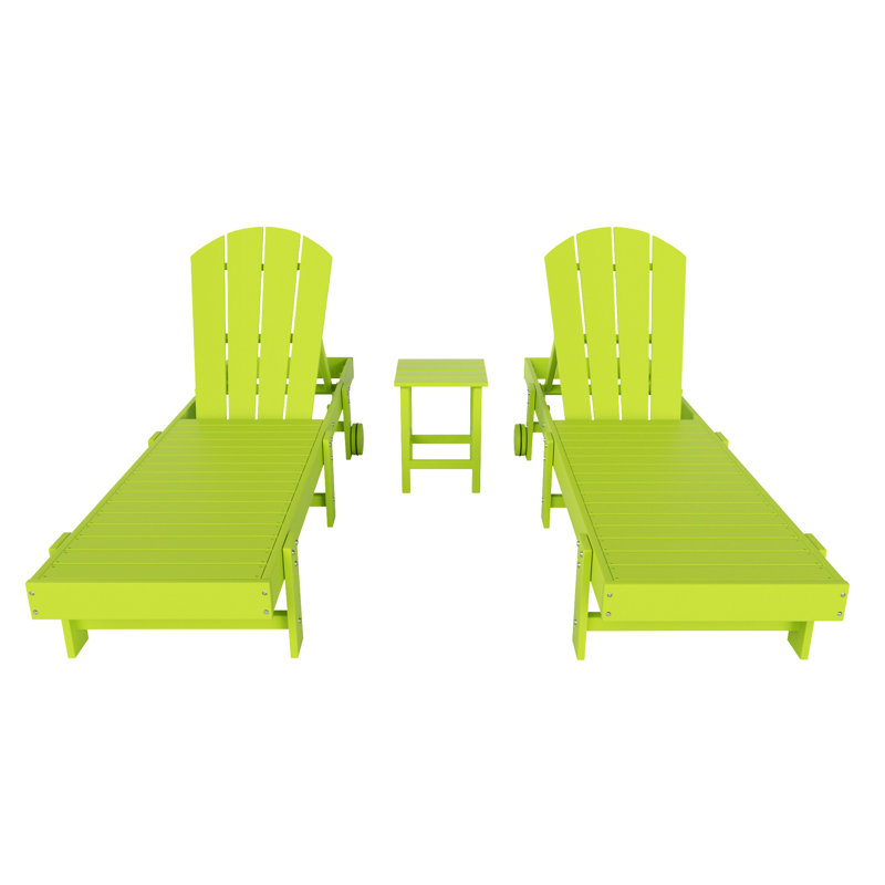 Ensemble de chaises longues inclinables extérieures en poly Lagune, Lime
