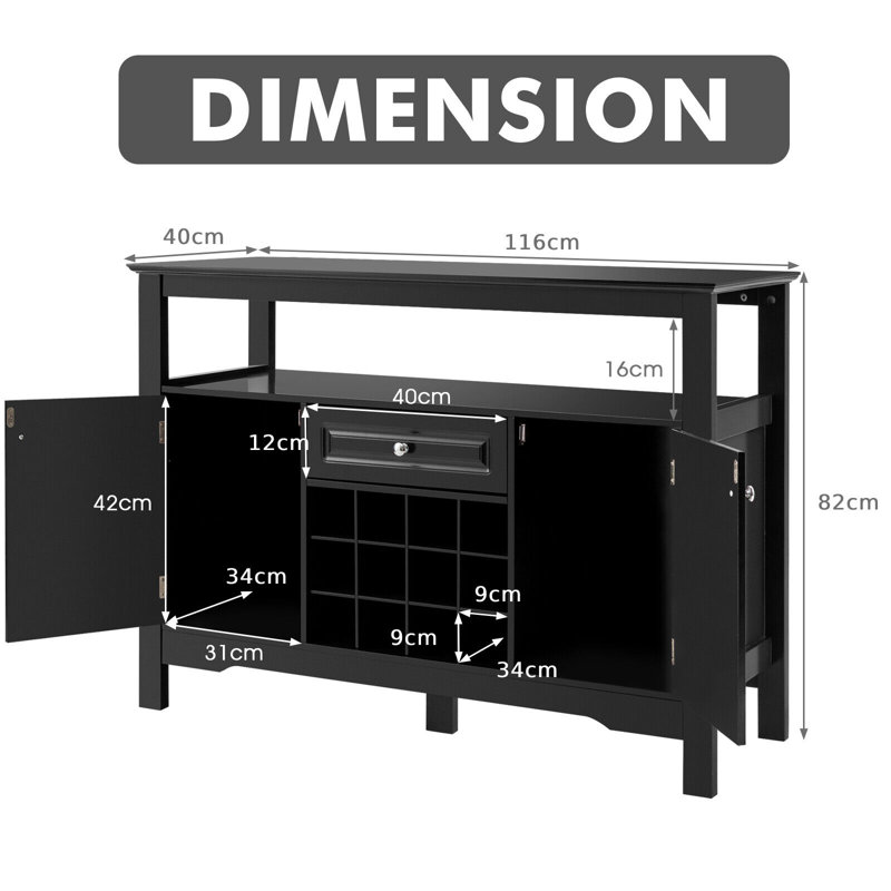 Dube 116cm Sideboard, Black