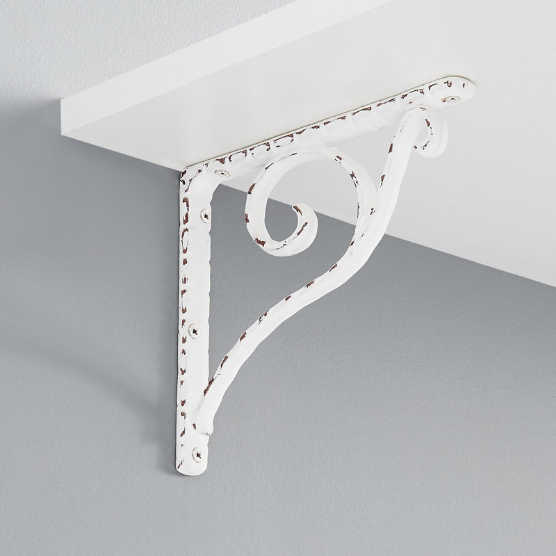 Sprig Cast Iron Shelf Bracket, 4" H x 4" W x 0.63" D, White