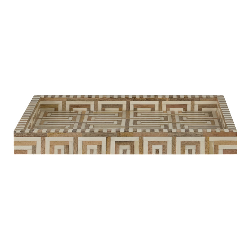 Almerindo Wood and Bone Inlay Geometric Tray