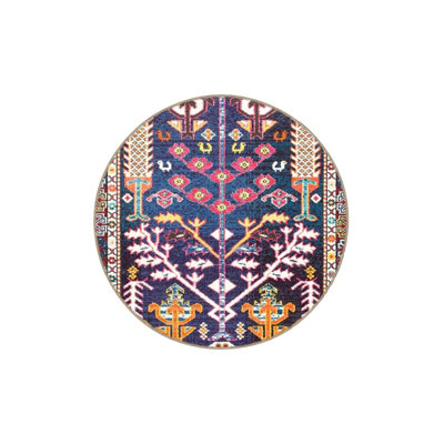 Tapis décoratif multicolore à motif floral traditionnel lavable à la machine