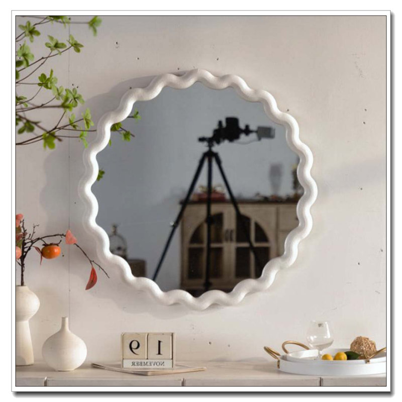 White Scalloped Round Wall Mirror
