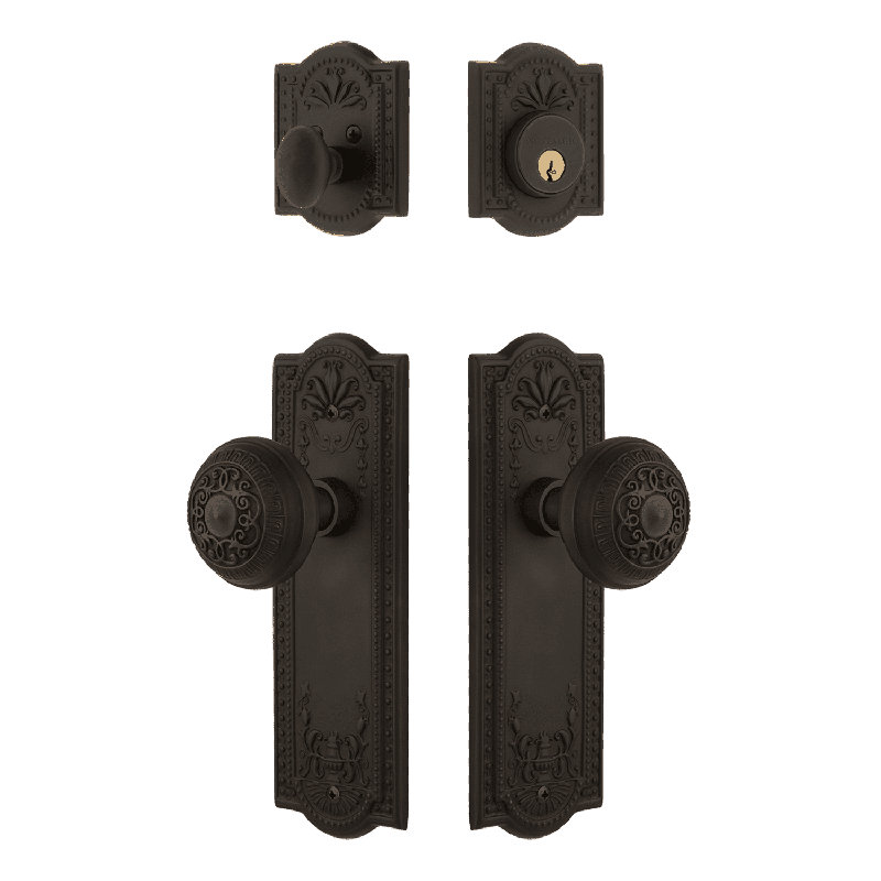 Ensemble d'entrée Nostalgic Warehouse Meadows avec bouton œuf et fléchettes, Bronze frotté à l'huile, 2.375