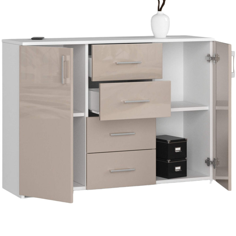 Ared 110 cm W Chest of 4 Drawers, Cappuccino