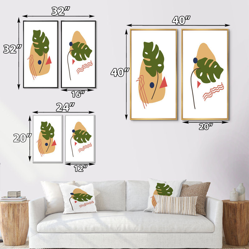 Scandinavian Abstract Geometric, H 20 po x l 24 po x P 1 po, Cadre brun