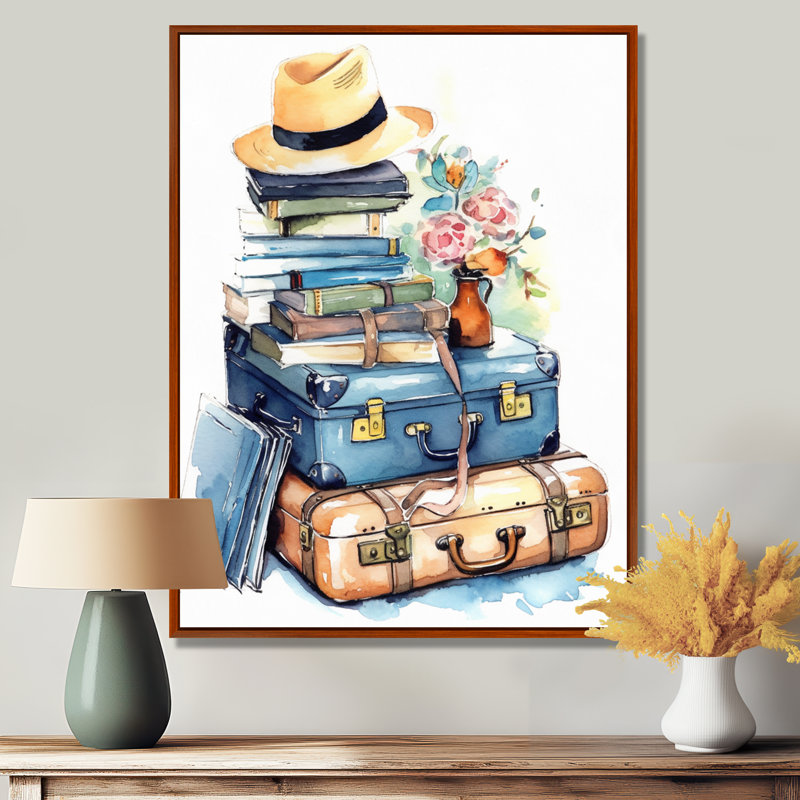 Voyage aventure I - Art mural campagne pour le salon, H 20 po x l 12 po x P 1 po, Cadre flottant brun