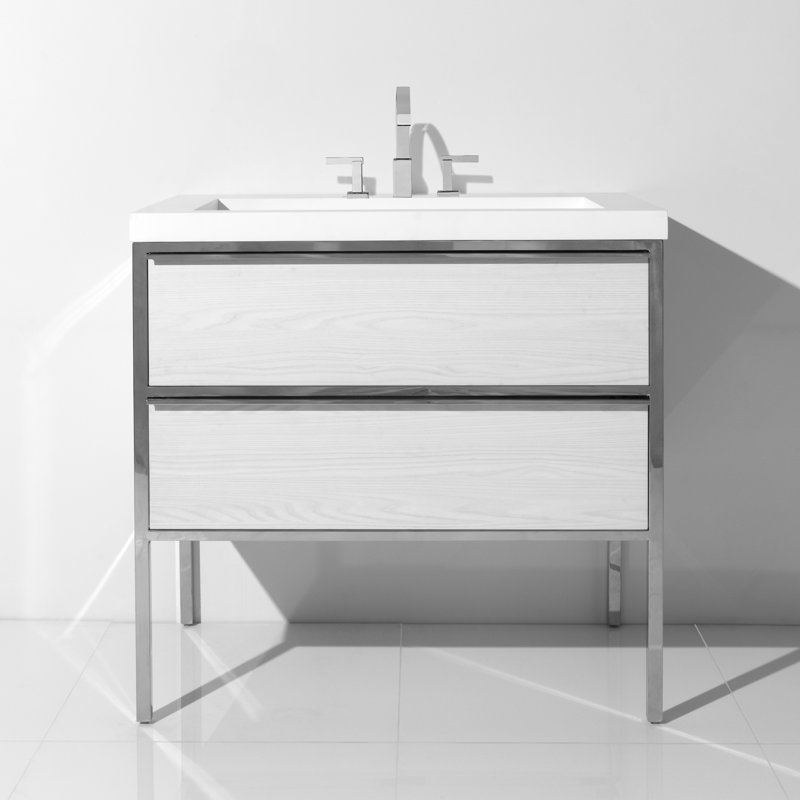 Ensemble de meuble-lavabo simple 36 po Mikita, Blanc