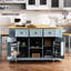 Grand îlot de cuisine en bleu - 53 pouces avec espace de rangement interne, abattant pliable pour la cuisine et prise de courant avec rangement, alimentation, mobile-121076859