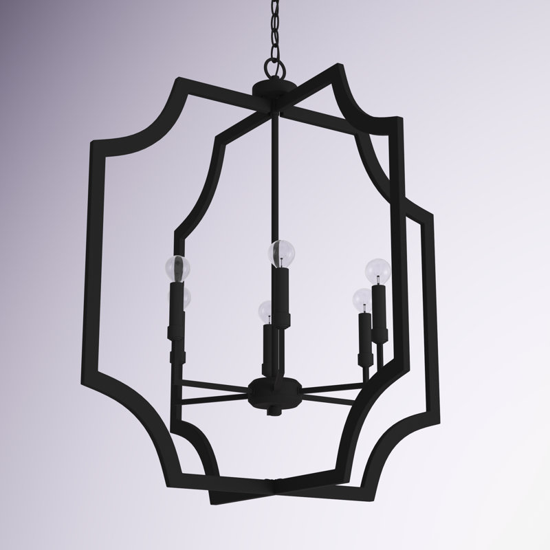  Lustre géométrique à 6 lumières, Fer noir