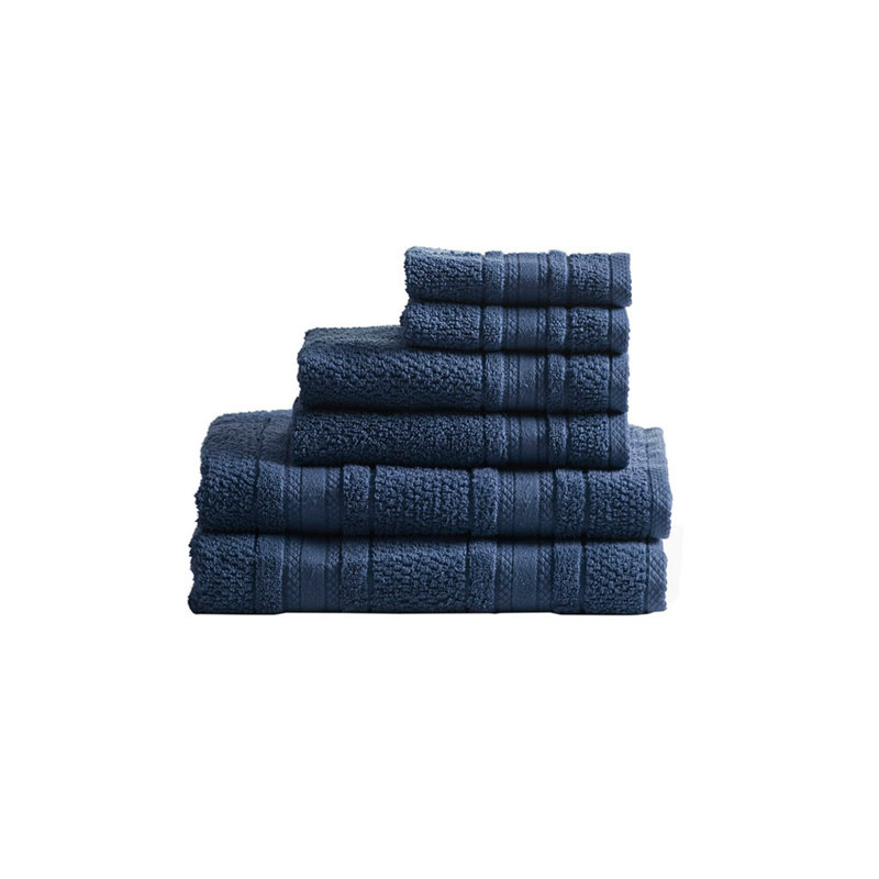 Serviettes de bain en coton super doux à séchage rapide à haut pouvoir absorbant (ensemble de 6 tailles multiples), Bleu