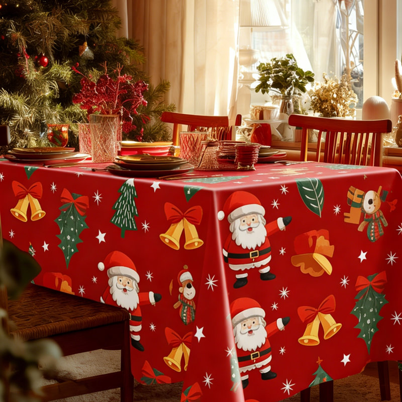 Christmas Red Table Cloth Rectangle Table – 6-Pack, 54"×108" Plastic Table Cloth Disposable, Perfect for 6ft Tables, Holiday Party & Christmas Gathering Table Cover