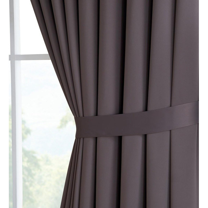 Nicole Pair of 2 Extra Large Charcoal Room Divider Curtains for Large Windows or Breaking Up Rooms, Charcoal, 108" W x 99" L