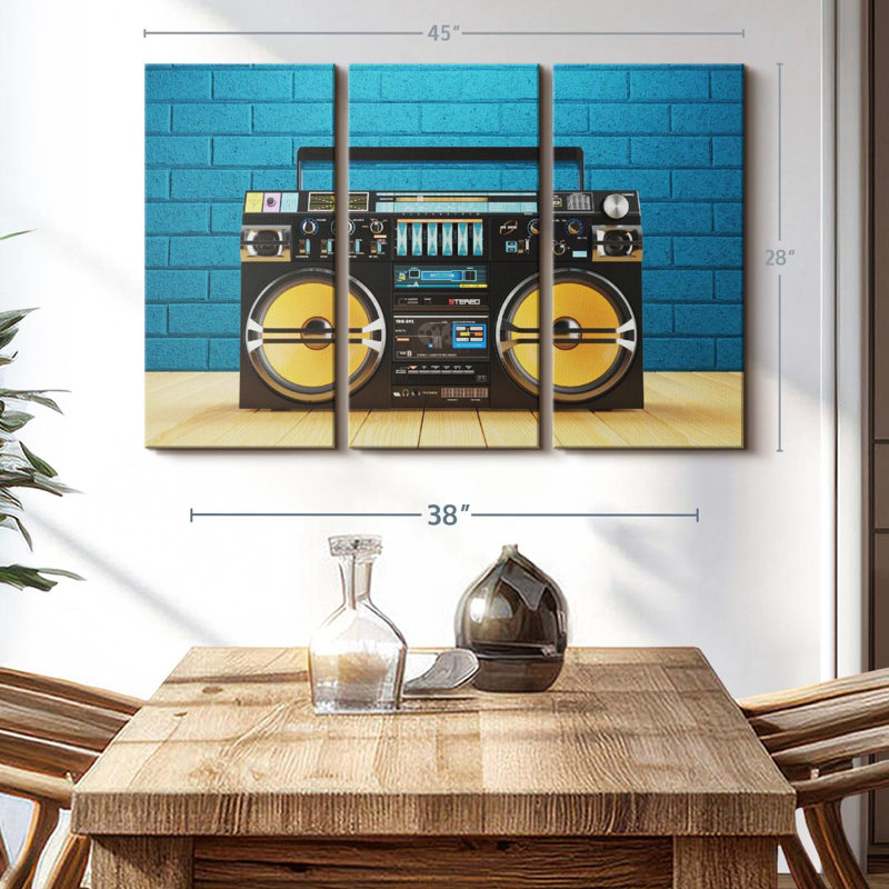 " Boombox Player ", 28" H x 45" W x 1.25" D