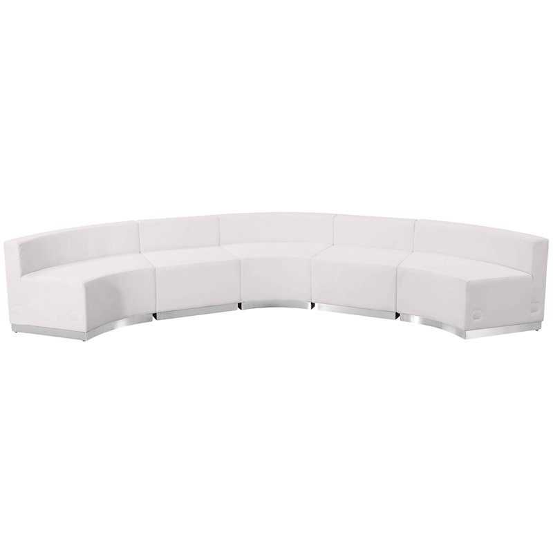 Configuration de réception modulaire Hercules 5 PC LeatherSoft avec dossier et siège tendus, Blanc
