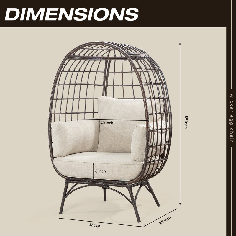Fauteuil de patio avec coussins Cuccia, Gris / beige, Brun